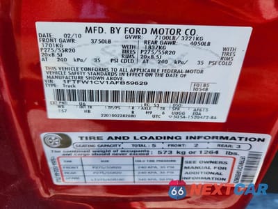 Zdjęcie 12 z 12 samochodu: 2010 FORD F150 SUPERCREW VIN:1FTFW1CV1AFB59629 - miniatura