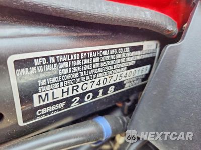 Zdjęcie 8 z 8 samochodu: 2018 HONDA CBR650 F VIN:MLHRC7407J5400169 - miniatura