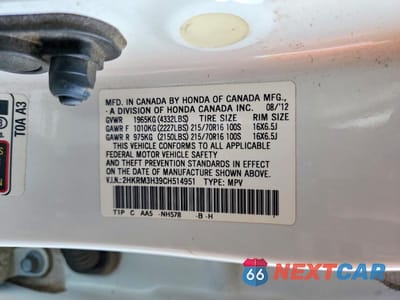 Zdjęcie 13 z 13 samochodu: 2012 HONDA CR-V LX VIN:2HKRM3H39CH514951 - miniatura