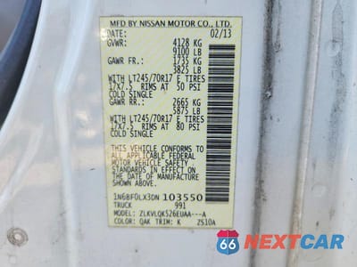 Zdjęcie 14 z 14 samochodu: 2013 NISSAN NV 2500 VIN:1N6BF0LX3DN103550 - miniatura