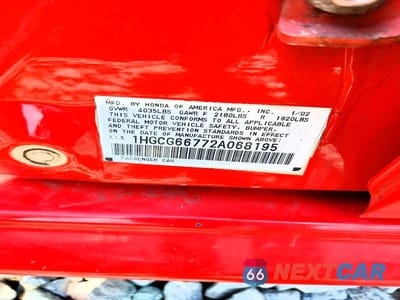 Zdjęcie 12 z 12 samochodu: 2002 HONDA ACCORD LX VIN:1HGCG66772A068195 - miniatura