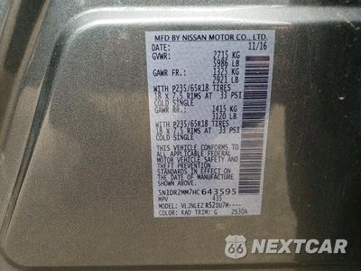 Zdjęcie 12 z 12 samochodu: 2017 NISSAN PATHFINDER SV VIN:5N1DR2MM7HC643595 - miniatura