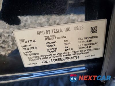 Zdjęcie 12 z 12 samochodu: 2023 TESLA MODEL X VIN:7SAXCDE59PF416791 - miniatura