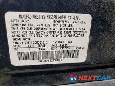 Zdjęcie 12 z 12 samochodu: 2013 INFINITI G37 SEDAN JOURNEY VIN:JN1CV6AP3DM301313 - miniatura