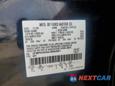 Zdjęcie 13 z 13 samochodu: 2020 FORD EDGE SE VIN:2FMPK4G94LBB62961 - miniatura