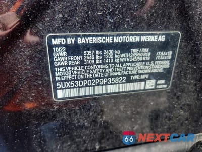 Zdjęcie 13 z 13 samochodu: 2023 BMW X3 XDRIVE30I VIN:5UX53DP02P9P35822 - miniatura