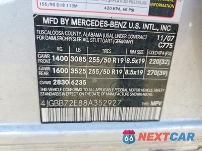 Zdjęcie 14 z 14 samochodu: 2008 MERCEDES-BENZ ML 550 VIN:4JGBB72E88A352927 - miniatura