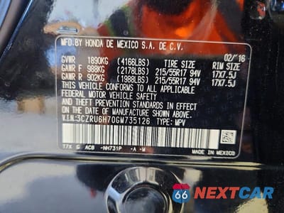 Zdjęcie 13 z 13 samochodu: 2016 HONDA HR-V EXL VIN:3CZRU6H70GM735126 - miniatura