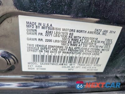 Zdjęcie 13 z 13 samochodu: 2014 MITSUBISHI OUTLANDER SPORT ES VIN:4A4AR3AUXEE021549 - miniatura