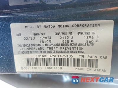 Zdjęcie 13 z 13 samochodu: 2020 MAZDA CX-3 SPORT VIN:JM1DKFB79L1475105 - miniatura