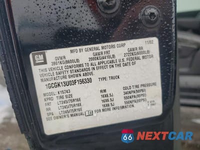 Zdjęcie 13 z 13 samochodu: 2003 CHEVROLET SILVERADO K1500 HEAVY DUTY VIN:1GCGK13U03F156330 - miniatura