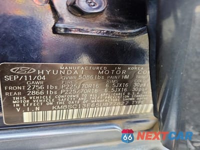 Zdjęcie 14 z 14 samochodu: 2005 HYUNDAI SANTA FE GLS VIN:KM8SC13E65U877827 - miniatura