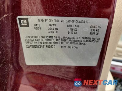 Zdjęcie 12 z 12 samochodu: 2006 BUICK LACROSSE CXL VIN:2G4WD582461307679 - miniatura