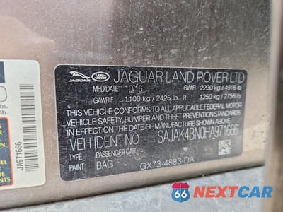 Zdjęcie 13 z 13 samochodu: 2017 JAGUAR XE PRESTIGE VIN:SAJAK4BN0HA971666 - miniatura