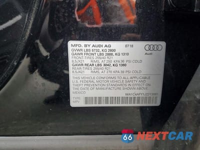 Zdjęcie 12 z 12 samochodu: 2018 AUDI SQ5 PRESTIGE VIN:WA1C4AFY1J2213981 - miniatura
