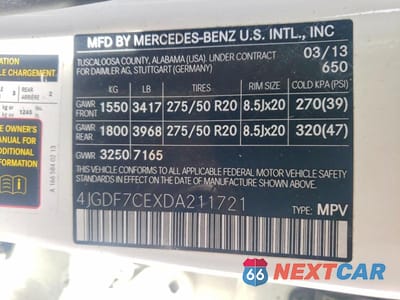 Zdjęcie 13 z 13 samochodu: 2013 MERCEDES-BENZ GL 450 4MATIC VIN:4JGDF7CEXDA211721 - miniatura