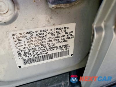 Zdjęcie 13 z 13 samochodu: 2006 HONDA PILOT EX VIN:2HKYF18706H514144 - miniatura
