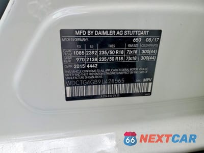 Zdjęcie 13 z 13 samochodu: 2018 MERCEDES-BENZ GLA 250 4MATIC VIN:WDCTG4GB9JJ428565 - miniatura