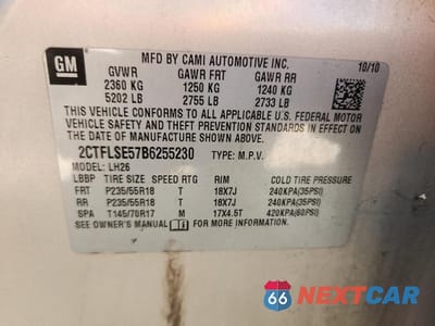 Zdjęcie 13 z 13 samochodu: 2011 GMC TERRAIN SLE VIN:2CTFLSE57B6255230 - miniatura