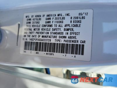 Zdjęcie 12 z 12 samochodu: 2012 HONDA ACCORD EXL VIN:1HGCP3F85CA033728 - miniatura