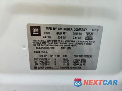 Zdjęcie 13 z 13 samochodu: 2018 CHEV TRAX VIN:KL7CJPSB8JB671890 - miniatura