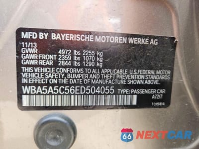 Zdjęcie 13 z 13 samochodu: 2014 BMW 528 I VIN:WBA5A5C56ED504055 - miniatura