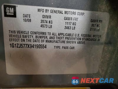 Zdjęcie 12 z 12 samochodu: 2009 CHEVROLET MALIBU 2LT VIN:1G1ZJ577X94190554 - miniatura