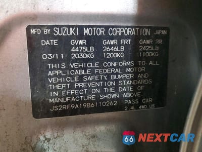 Zdjęcie 12 z 12 samochodu: 2011 SUZUKI KIZASHI S VIN:JS2RF9A19B6110262 - miniatura