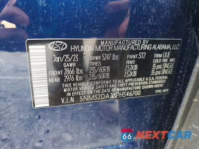 Zdjęcie 13 z 13 samochodu: 2023 HYUNDAI SANTA FE SEL VIN:5NMS2DAJ0PH546700 - miniatura