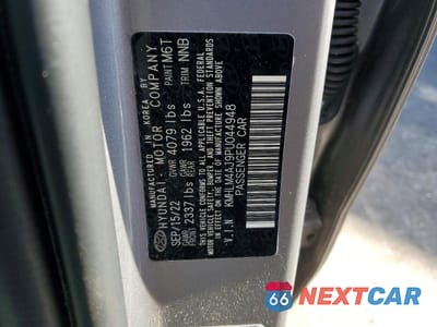 Zdjęcie 13 z 13 samochodu: 2023 HYUNDAI ELANTRA BLUE VIN:KMHLM4AJ9PU044948 - miniatura