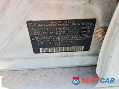Zdjęcie 12 z 12 samochodu: 2012 HYUNDAI SONATA GLS VIN:5NPEB4AC1CH370977 - miniatura