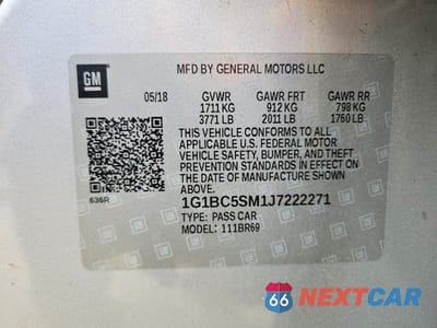 Zdjęcie 13 z 13 samochodu: 2018 CHEVROLET CRUZE LS VIN:1G1BC5SM1J7222271 - miniatura