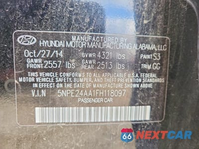 Zdjęcie 12 z 12 samochodu: 2015 HYUNDAI SONATA ECO VIN:5NPE24AA1FH118097 - miniatura