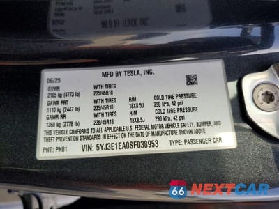 Zdjęcie 13 z 13 samochodu: 2025 TESLA MODEL 3 VIN:5YJ3E1EA0SF038953 - miniatura