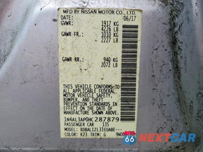 Zdjęcie 12 z 12 samochodu: 2017 NISSAN ALTIMA 2.5 SV VIN:1N4AL3AP0HC287879 - miniatura