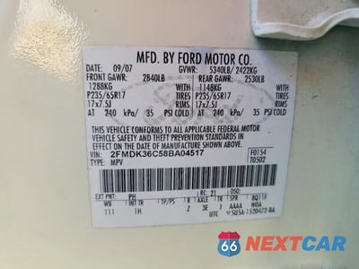 Zdjęcie 13 z 13 samochodu: 2008 FORD EDGE VIN:2FMDK36C58BA04517 - miniatura