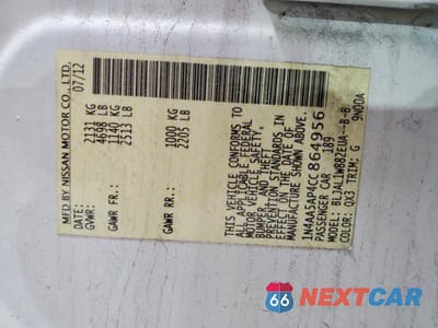 Zdjęcie 12 z 12 samochodu: 2012 NISSAN MAXIMA 3.5 S VIN:1N4AA5AP4CC864956 - miniatura