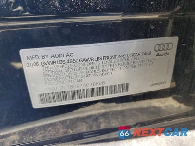 Zdjęcie 12 z 12 samochodu: 2007 AUDI A4 2.0T QUATTRO VIN:WAUDF78E57A038866 - miniatura