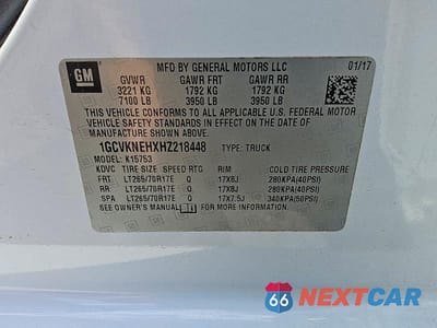 Zdjęcie 12 z 12 samochodu: 2017 CHEVROLET SILVERADO K1500 VIN:1GCVKNEHXHZ218448 - miniatura