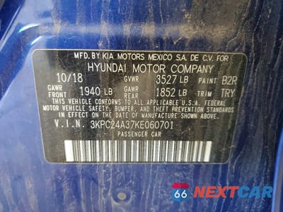 Zdjęcie 12 z 12 samochodu: 2019 HYUNDAI ACCENT SE VIN:3KPC24A37KE060701 - miniatura