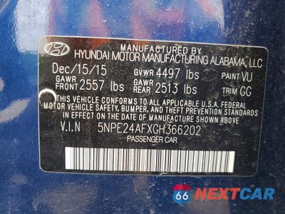 Zdjęcie 13 z 13 samochodu: 2016 HYUNDAI SONATA SE VIN:5NPE24AFXGH366202 - miniatura