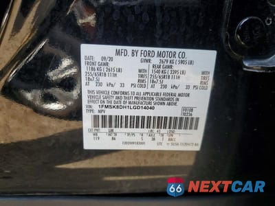 Zdjęcie 13 z 13 samochodu: 2020 FORD EXPLORER XLT VIN:1FMSK8DH1LGD14040 - miniatura