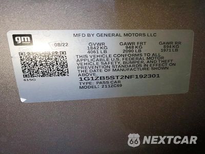Zdjęcie 12 z 12 samochodu: 2022 CHEVROLET MALIBU LS VIN:1G1ZB5ST2NF192301 - miniatura