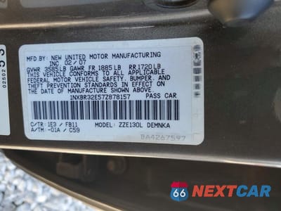 Zdjęcie 13 z 13 samochodu: 2007 TOYOTA COROLLA LE VIN:1NXBR32E57Z878157 - miniatura