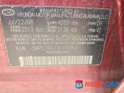 Zdjęcie 12 z 12 samochodu: 2009 HYUNDAI SONATA GLS VIN:5NPET46C19H491068 - miniatura