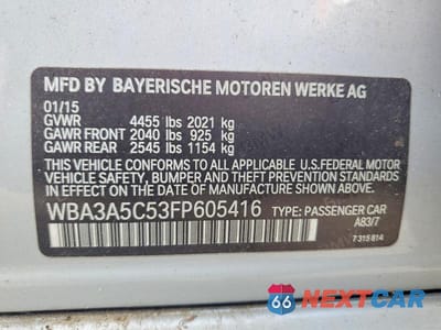 Zdjęcie 12 z 12 samochodu: 2015 BMW 328 I VIN:WBA3A5C53FP605416 - miniatura