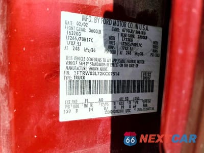 Zdjęcie 12 z 12 samochodu: 2002 FORD F150 SUPERCREW VIN:1FTRW08L72KC07514 - miniatura