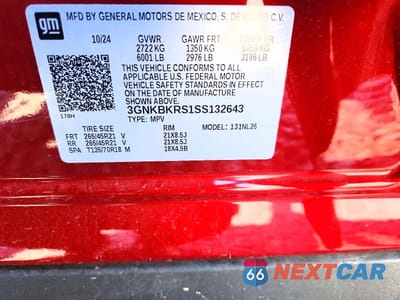 Zdjęcie 12 z 12 samochodu: 2025 CHEVROLET BLAZER RS VIN:3GNKBKRS1SS132643 - miniatura