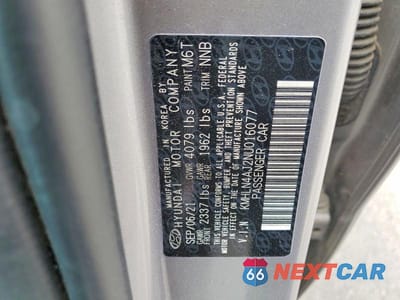 Zdjęcie 12 z 12 samochodu: 2022 HYUNDAI ELANTRA LIMITED VIN:KMHLN4AJ2NU016077 - miniatura