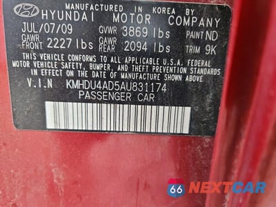 Zdjęcie 12 z 12 samochodu: 2010 HYUNDAI ELANTRA VIN:KMHDU4AD5AU831174 - miniatura